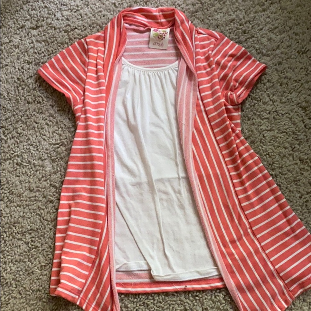 Orange and White Top